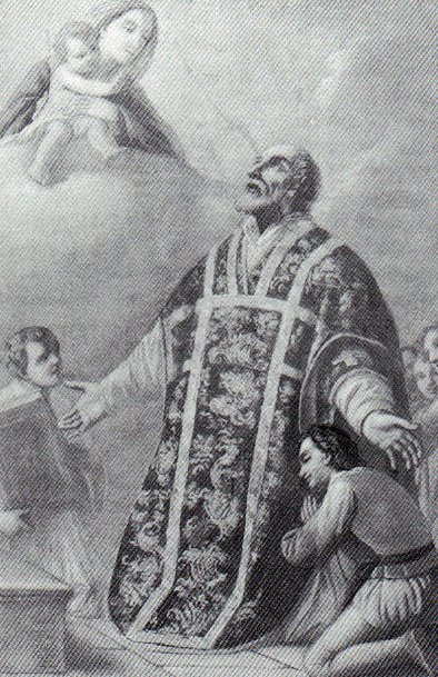 La Madonna col Bambino e San Filippo Neri in preghiera - 1873 ca. - affresco - chiesa di San Filippo Neri - Cogno (BS)